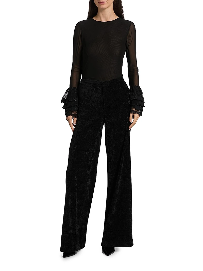 Conor Velvet Wide-Leg Trousers