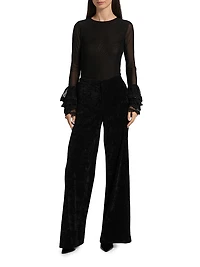 Conor Velvet Wide-Leg Trousers