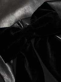 Wynell Velvet Bow-Detail Faux-Leather Midi-Dress