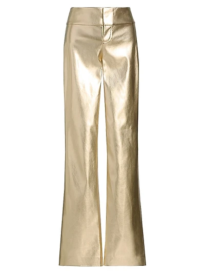 Olivia Metallic Faux-Leather Boot-Cut Pants