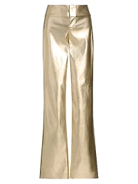 Olivia Metallic Faux-Leather Boot-Cut Pants