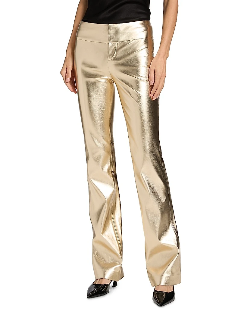 Olivia Metallic Faux-Leather Boot-Cut Pants