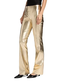 Olivia Metallic Faux-Leather Boot-Cut Pants