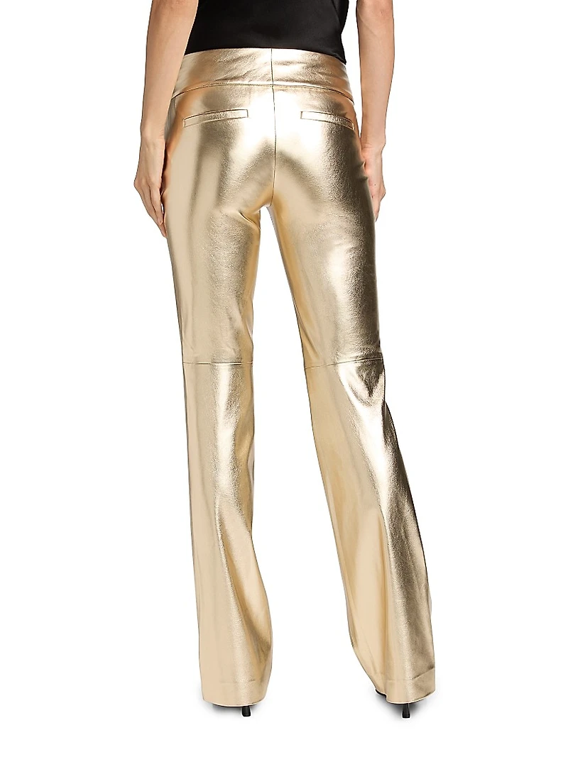 Olivia Metallic Faux-Leather Boot-Cut Pants
