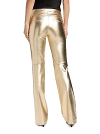 Olivia Metallic Faux-Leather Boot-Cut Pants