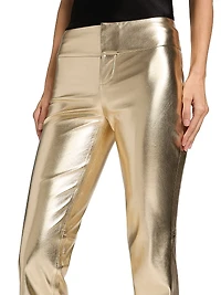 Olivia Metallic Faux-Leather Boot-Cut Pants