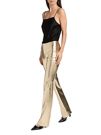 Olivia Metallic Faux-Leather Boot-Cut Pants