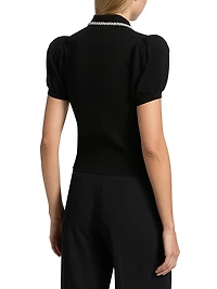 Ramona Imitation Pearl- & Crystal-Embellished Polo Sweater