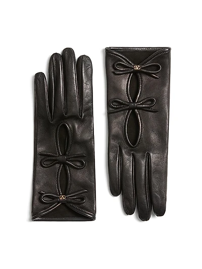 Vlogo Signature Nappa Leather Gloves with Bows