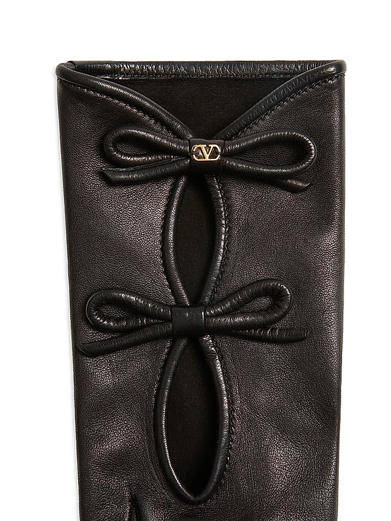 Vlogo Signature Nappa Leather Gloves with Bows