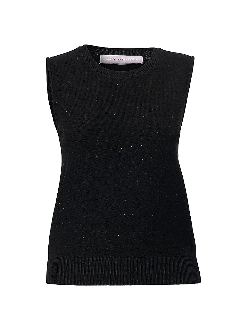 Sequined Stretch-Wool Crewneck Tank