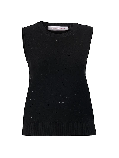 Sequined Stretch-Wool Crewneck Tank