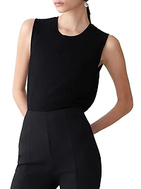 Sequined Stretch-Wool Crewneck Tank