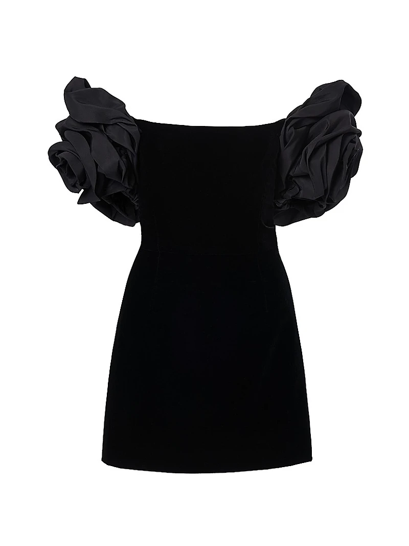 Rosette-Sleeve Cocktail Dress