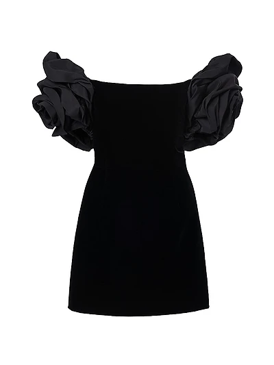 Rosette-Sleeve Cocktail Dress