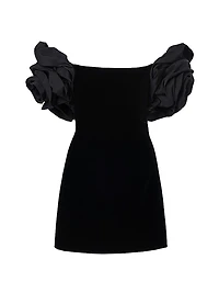 Rosette-Sleeve Cocktail Dress