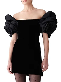 Rosette-Sleeve Cocktail Dress