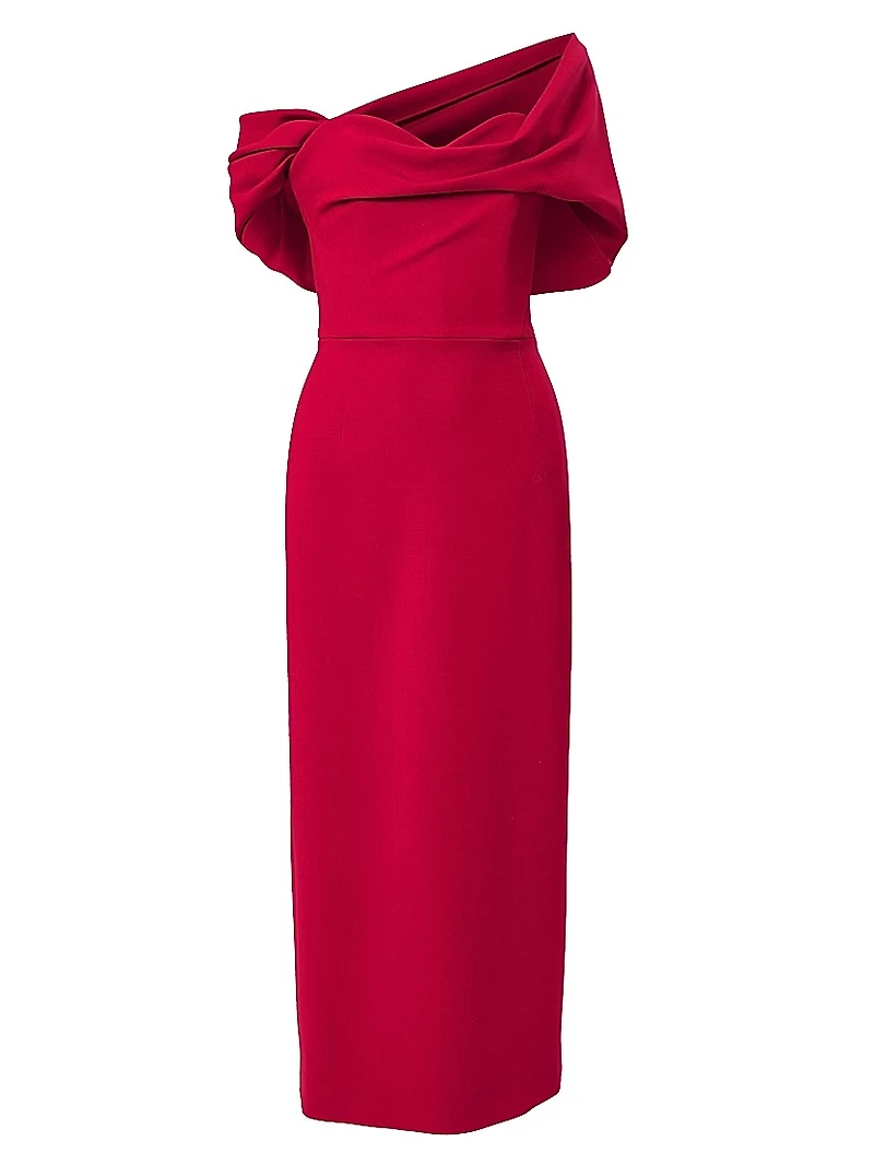 Draped Off-the-Shoulder Cocktail Dress