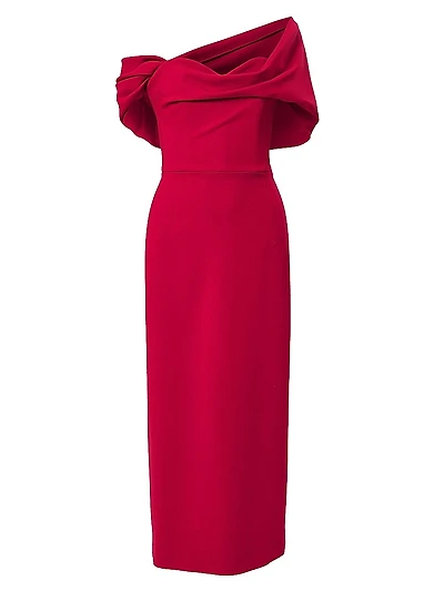 Draped Off-the-Shoulder Cocktail Dress