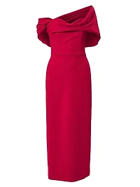 Draped Off-the-Shoulder Cocktail Dress