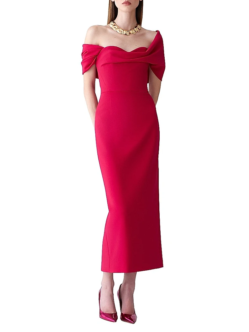 Draped Off-the-Shoulder Cocktail Dress