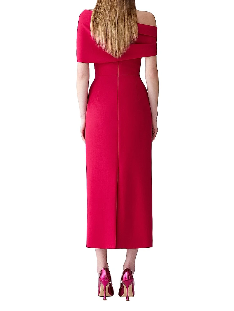 Draped Off-the-Shoulder Cocktail Dress