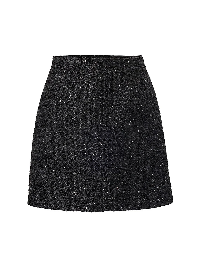 Sequined Tweed A-Line Miniskirt