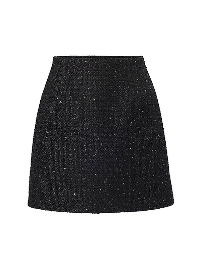Sequined Tweed A-Line Miniskirt