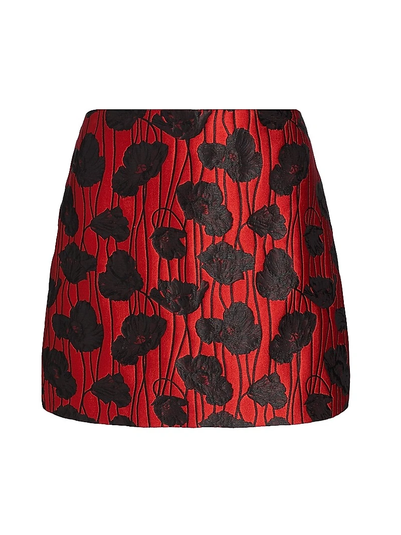 Modern Poppy Jacquard Floral Miniskirt