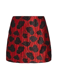 Modern Poppy Jacquard Floral Miniskirt