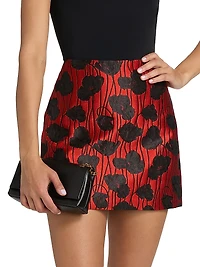 Modern Poppy Jacquard Floral Miniskirt