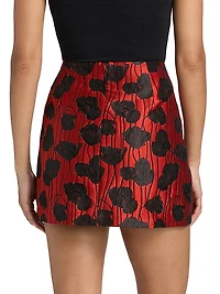 Modern Poppy Jacquard Floral Miniskirt