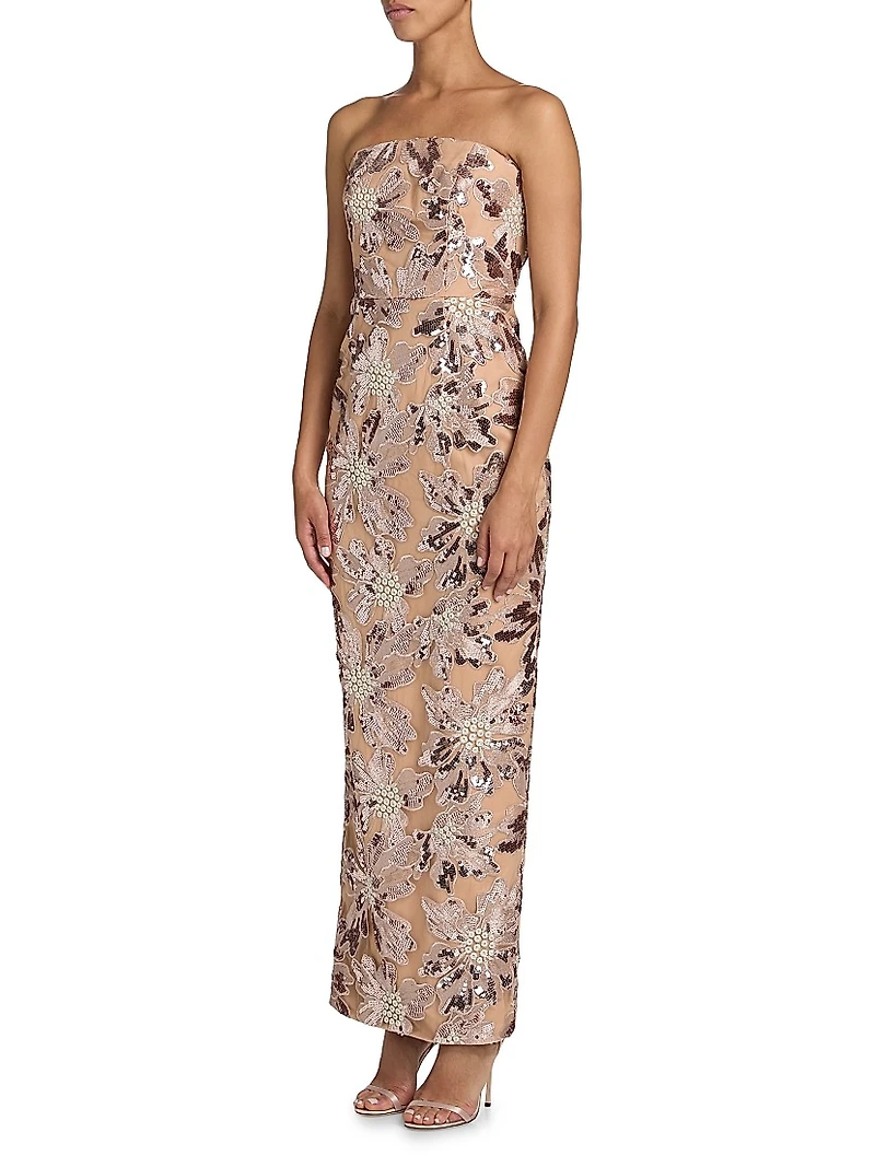 Meredith Sequined Strapless Maxi Dress
