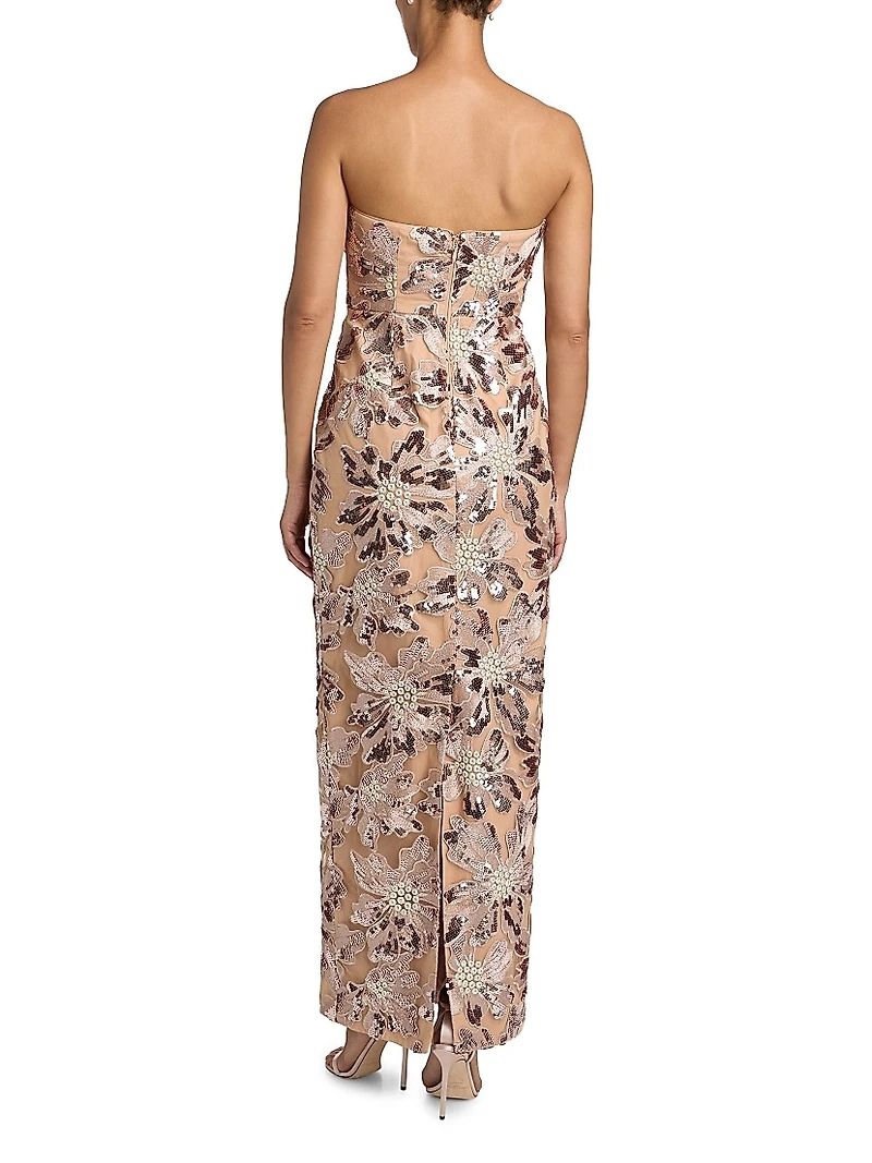 Meredith Sequined Strapless Maxi Dress