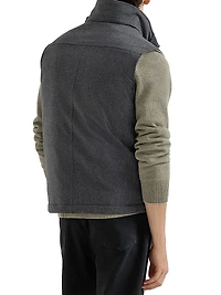 Bonded Wool Flannel Down Vest with Detachable Shearling Insert