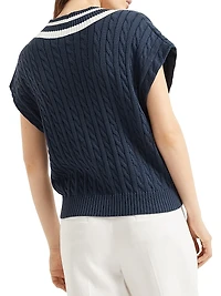 Cotton Cable Knit T-Shirt with Logo