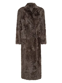 Wavy Shearling Coat with Monili