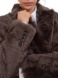 Wavy Shearling Coat with Monili