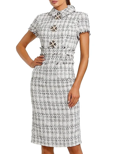 Frayed Bouclé Midi-Dress