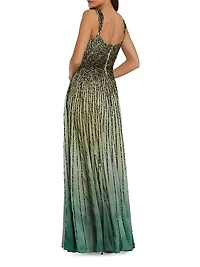 Sequined Ombré Mesh Gown