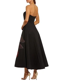 Floral Crepe Strapless Cocktail Dress