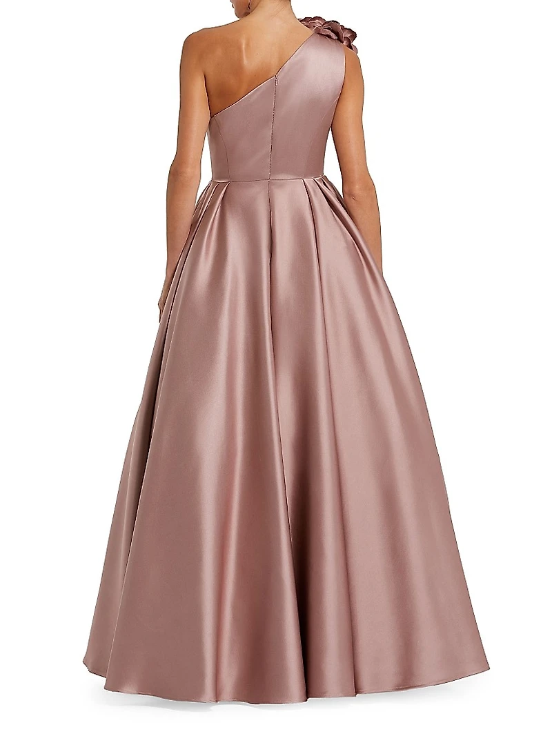 One-Shoulder Satin Ballgown