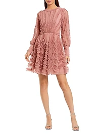 Micro Ruffled Mesh Minidress