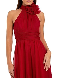 Sleeveless Floral Chiffon Gown