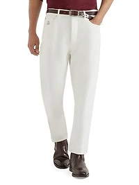 Garment Dyed Iconic Fit Five Pocket Trousers Slubbed Denim