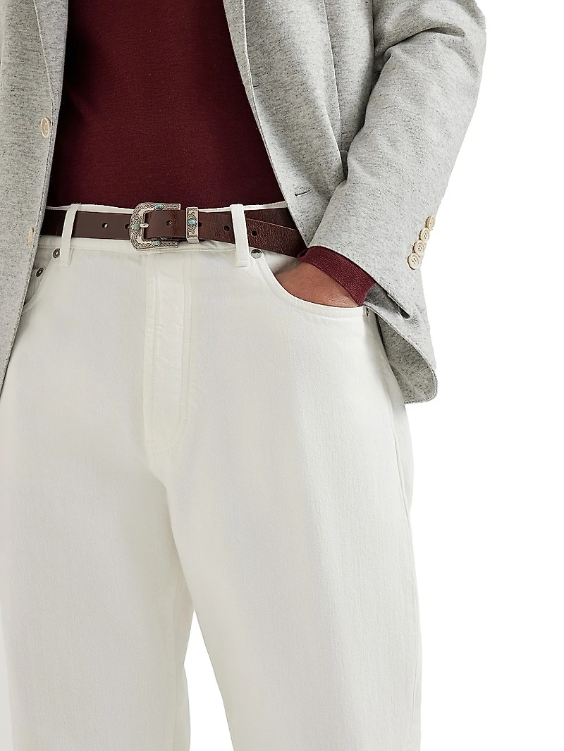 Garment Dyed Iconic Fit Five Pocket Trousers Slubbed Denim