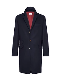 Wool Flannel Double Cloth Coat with Vents