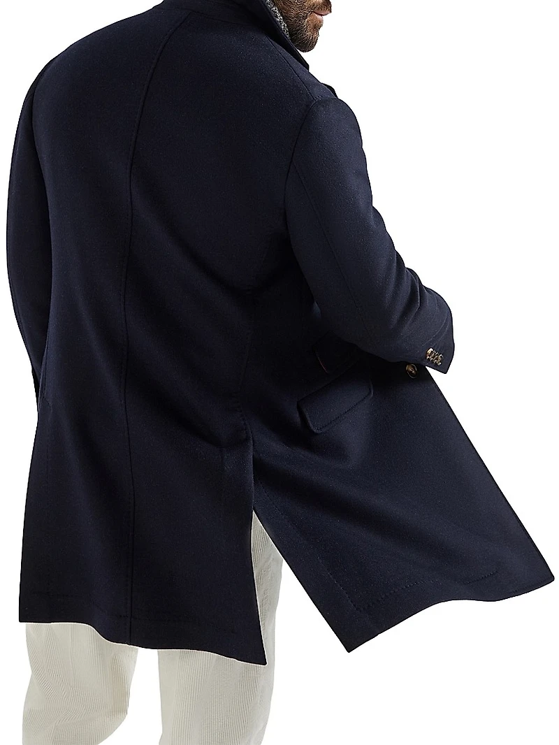 Wool Flannel Double Cloth Coat with Vents