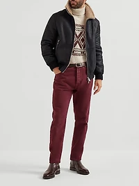 Nubuck Effect Shearling Bomber Jacket With Cashmere Knit Collar