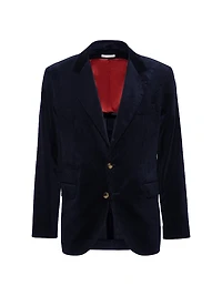 Cotton Corduroy Deconstructed Blazer with Large Peak Lapels